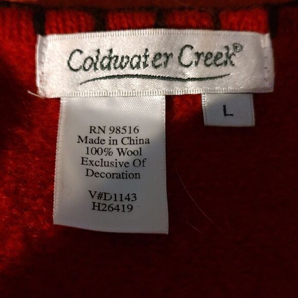 Coldwater Creek 100% wool winter snowmen holiday vest Sz L - Picture 6 of 6